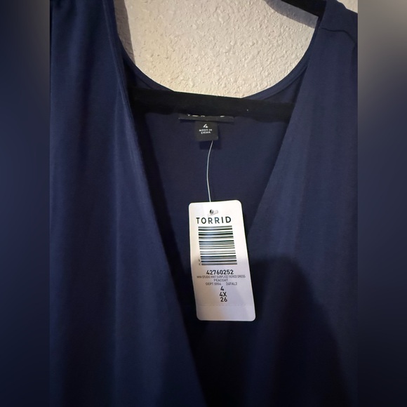 TORRID MINI STUDIO KNIT SURPLICE TIERED DRESS NWT 4X - Picture 3 of 4